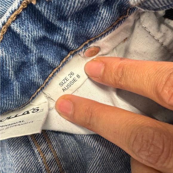 Rollas Blue Cropped High Rise Straight Jeans Raw Hem Vintage Denim Size 26 - Picture 13 of 16